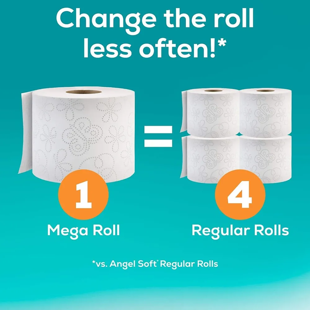 Mega Toilet Paper, 2-Ply, White, 320 Sheets/Roll, 48 Rolls/Pack (79403/50)<Angel Soft Discount