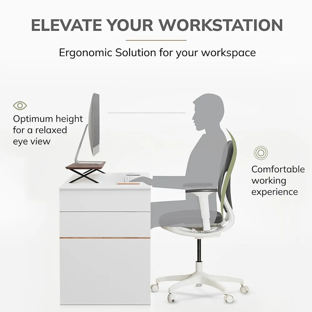 Outlet Anji Mountain Acacia Wood & Metal Monitor Stand, Up to 32" Monitor, (MS-WAL-04BLK) Walnut