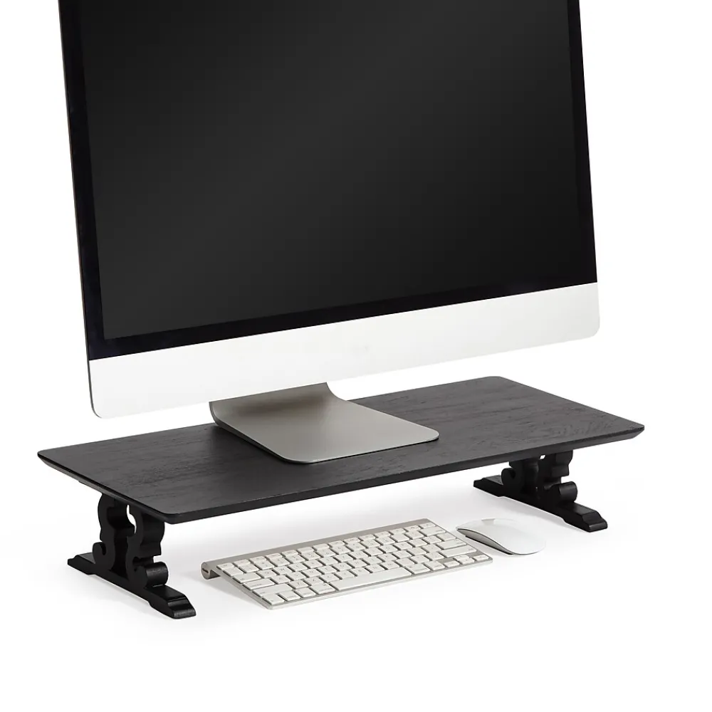 Clearance Anji Mountain Acacia Wood Monitor Stand, Up to 32" Monitor, (MS-BLK-02BLK) Black