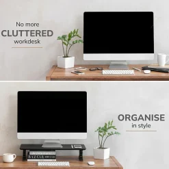 Clearance Anji Mountain Acacia Wood Monitor Stand, Up to 32" Monitor, (MS-BLK-02BLK) Black