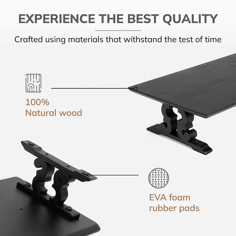 Clearance Anji Mountain Acacia Wood Monitor Stand, Up to 32" Monitor, (MS-BLK-02BLK) Black