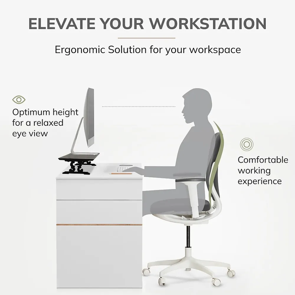 Clearance Anji Mountain Acacia Wood Monitor Stand, Up to 32" Monitor, (MS-BLK-02BLK) Black