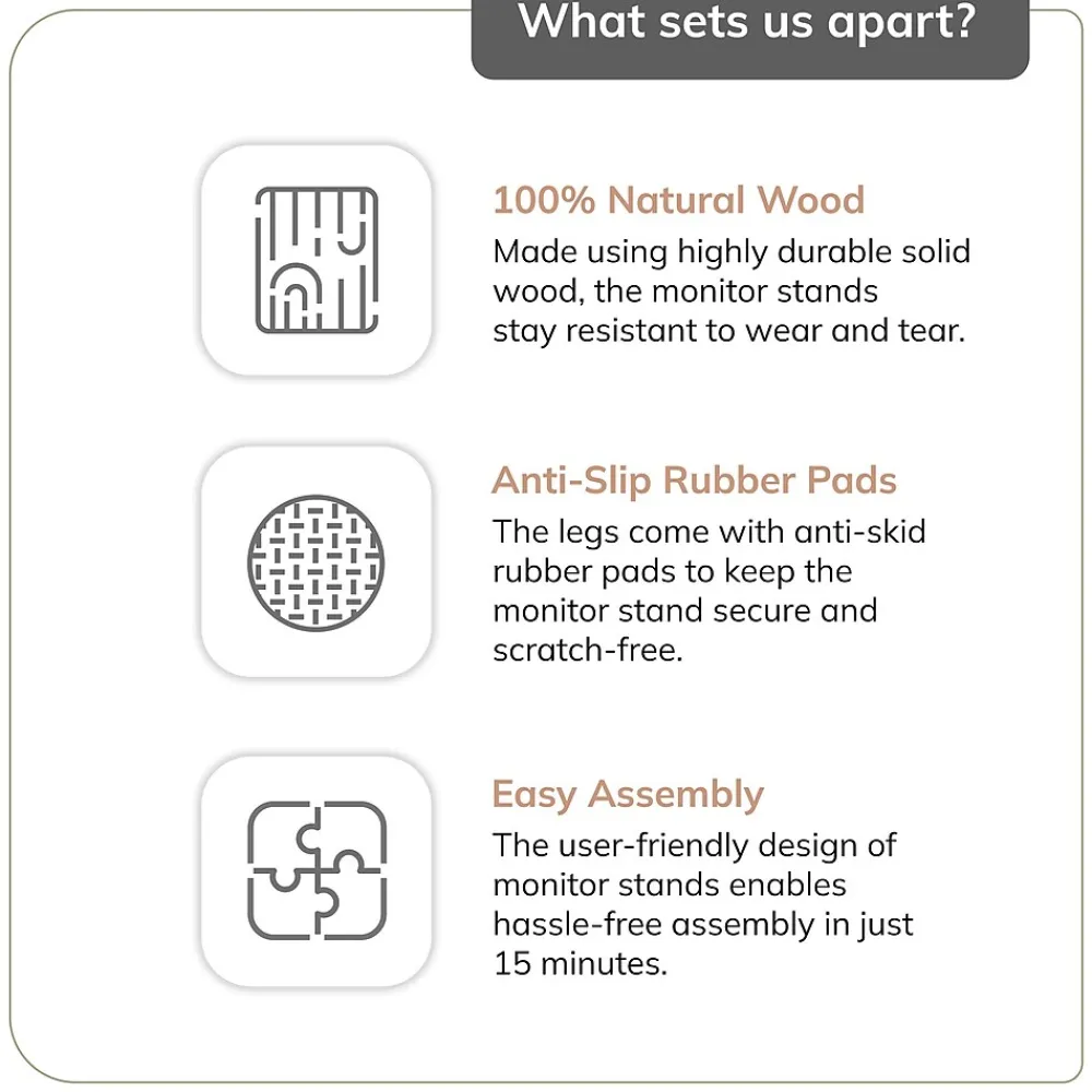 Clearance Anji Mountain Acacia Wood Monitor Stand, Up to 32" Monitor, (MS-BLK-02BLK) Black