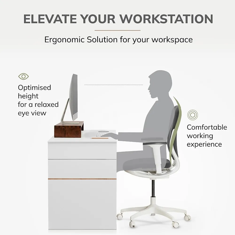 Anji Mountain Mango Wood Monitor Stand, Up to 32" Monitor, (MS-FNG-WAL) Walnut