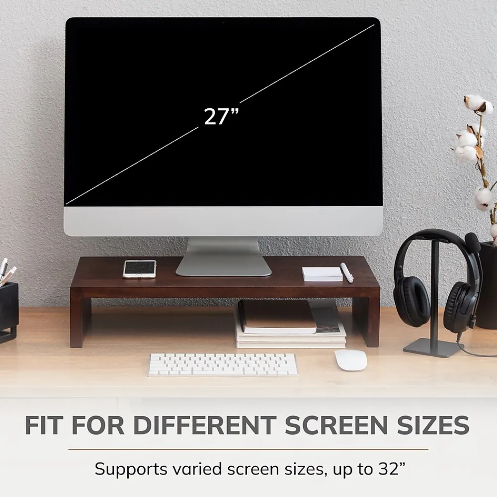 Anji Mountain Mango Wood Monitor Stand, Up to 32" Monitor, (MS-FNG-WAL) Walnut