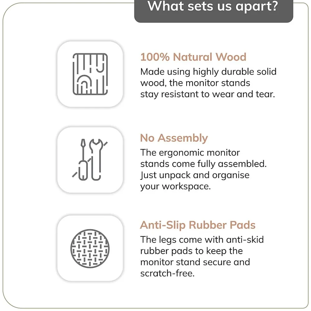 Anji Mountain Mango Wood Monitor Stand, Up to 32" Monitor, (MS-FNG-WAL) Walnut