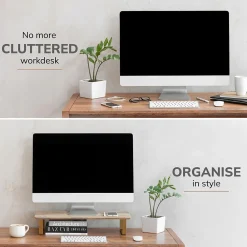 Clearance Anji Mountain Mango Wood & Metal Monitor Stand, Up to 32" Monitor, and Gold (MS-MNG-06GLD) Natural Wood