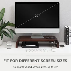 Sale Anji Mountain Mango Wood Monitor Stand with Two USB Ports, Up to 32