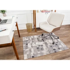 Chair Mats*Anji Mountain Rug'd Aarhus Carpet & Hard Floor Chair Mat, 36" x 48'', Gray/White (AMB9007)