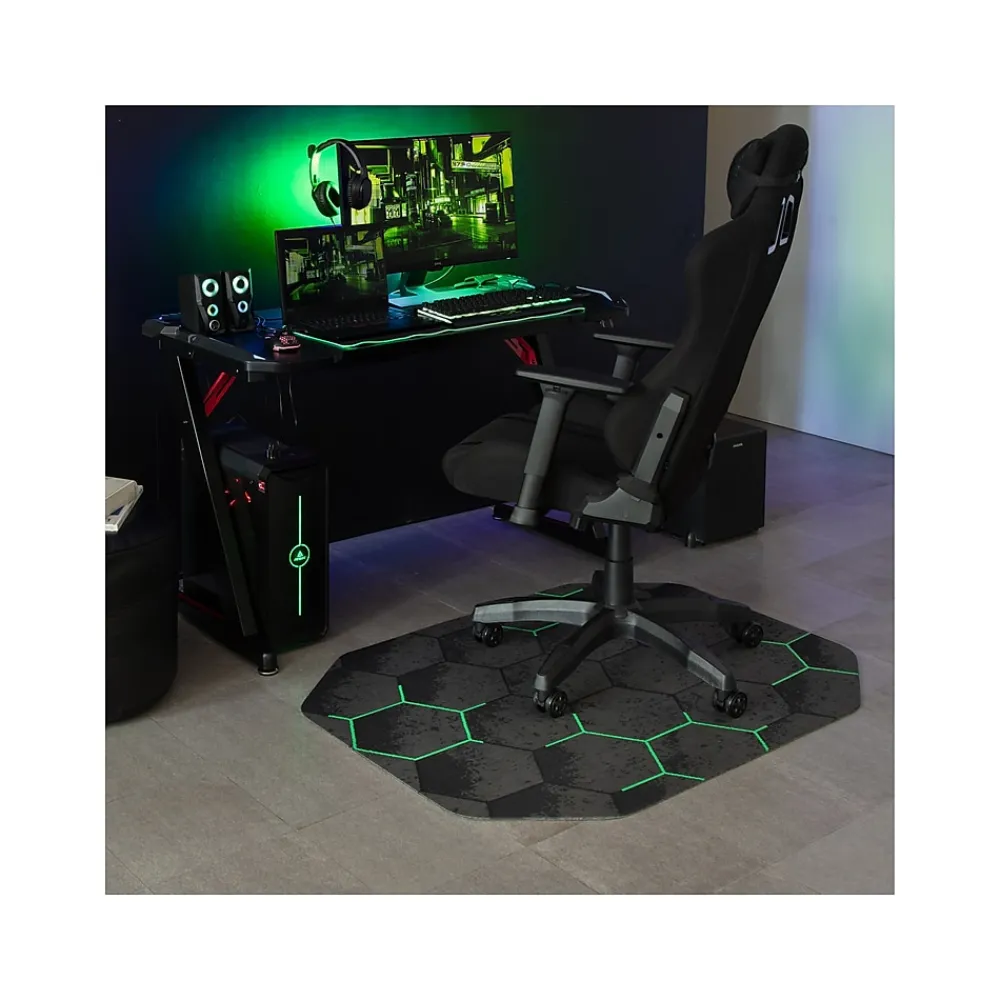 Chair Mats*Anji Mountain Rug'd Kaleidoscope Carpet & Hard Floor Chair Mat, 36" x 48", Gray/Green (AMB9110)