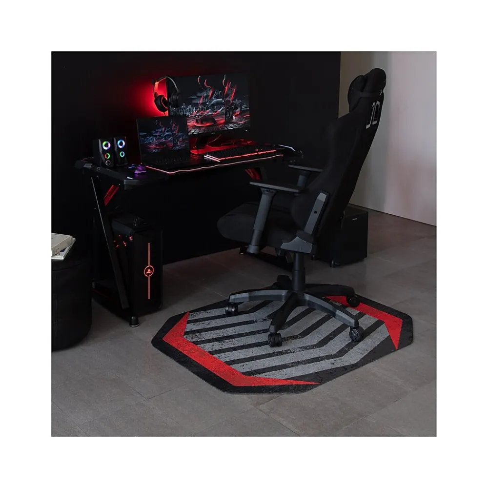 Chair Mats*Anji Mountain Rug'd Prizm Red Carpet & Hard Floor Chair Mat, 36" x 48", Gray/Red (AMB9107)