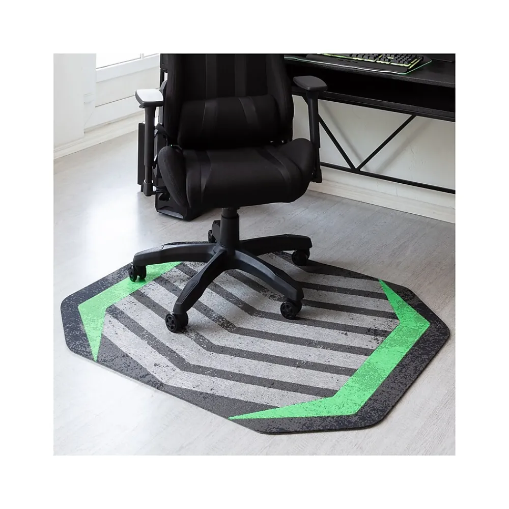 Chair Mats*Anji Mountain Rug'd Prizm Green Carpet & Hard Floor Chair Mat, 36" x 48", Gray/Green (AMB9106)