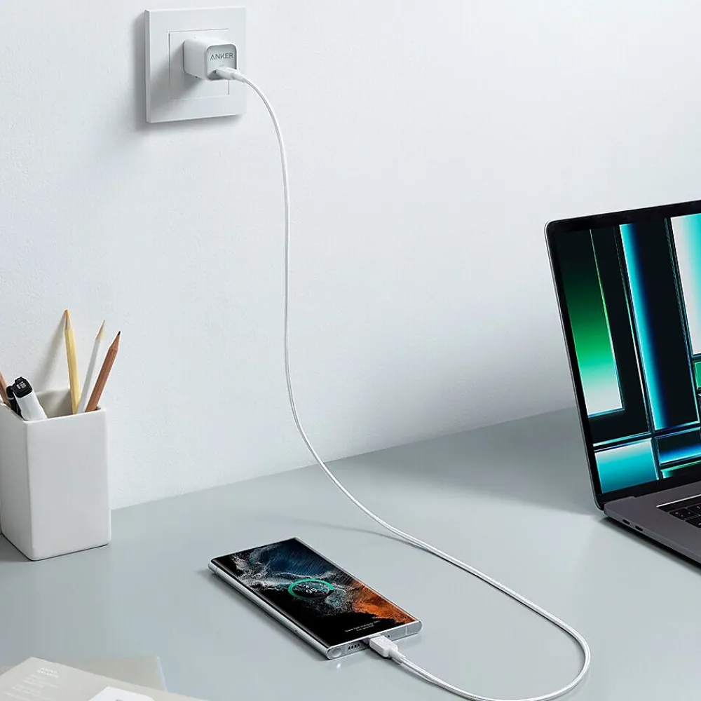 322 USB-C to USB-C Charging Cable, 6 ft., White (A81F6H21-1)<Anker Clearance