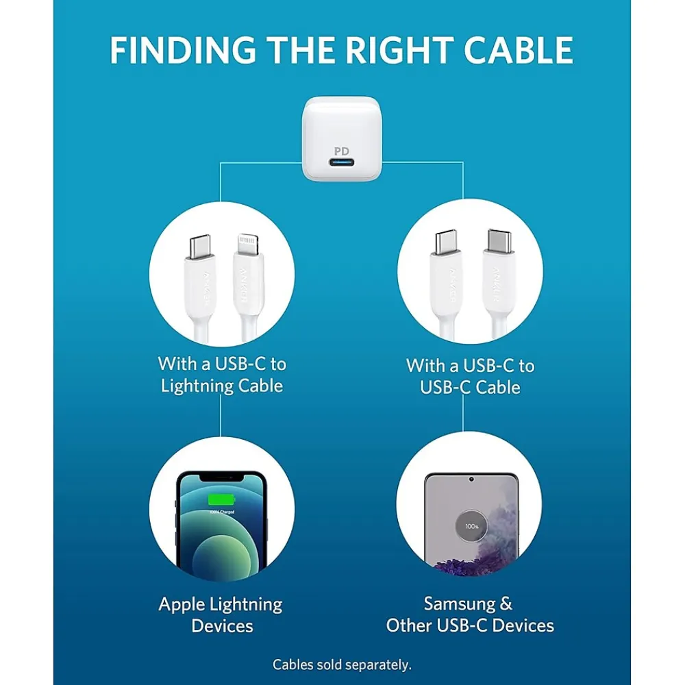 PowerPort PD Nano 20W USB-C Wall Charger, White (6810029)<Anker Sale