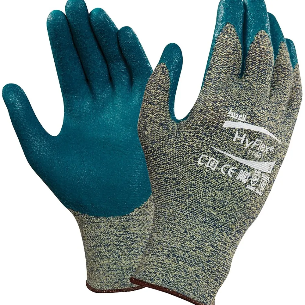Ansell ® HyFlex® DuPont™ Kevlar® Lining Foam Nitrile Cut Resistant Gloves, Green/Blue, Size 10