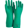 Ansell Sol-Vex Unsupported Nitrile Gloves, Flock Lined, Straight Cuff, Size 10, Green, 12 Pair/Box (37-175-10)