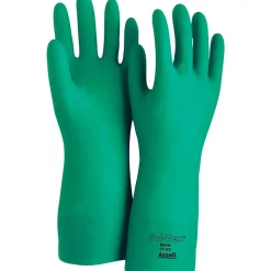 Ansell Sol-Vex Unsupported Nitrile Gloves, Flock Lined, Straight Cuff, Size 10, Green, 12 Pair/Box (37-175-10)