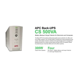 APC Back-UPS 500VA 6-Outlet Battery Backup and Surge Protector, Beige (BK500)