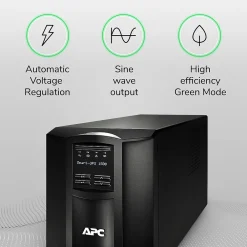 Schneider APC Smart-UPS, Line Interactive, 1500VA, Tower, 120V, 8x NEMA 5-15R outlets, SmartConnect Port+SmartSlot, AVR, LCD (SMT1500C)