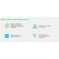 APC UPS Battery Backup, 900VA UPS with 6 Backup Battery Outlets, USB Type-C, White (BE900G3)