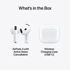 AirPods Noise-Canceling Earbuds with USB-C Charging Case, 4th Generation, Bluetooth, White (MXP93LL/A)<Apple Discount