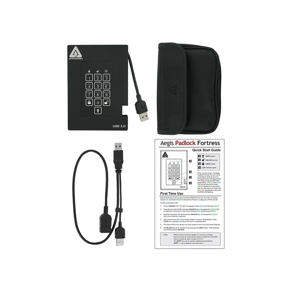 Sale Apricorn Aegis Fortress 2TB USB 3.0 External Hard Drive, Black (A25-3PL256-2000F)