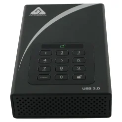 Online Apricorn Aegis Padlock 4TB USB 3.0 External Hard Drive, Black and White (ADT-3PL256-4000)