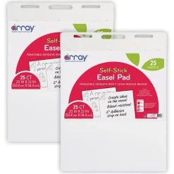 Easel Paper Pads*Array ® Easel Pad, Self-Adhesive, White, Self-Adhesive, 20" x 23", 25 Sheets, Pack of 2 (PACSP2023-2)