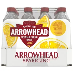Arrowhead Sparkling Water, Lively Lemon, 16.9 oz. Bottles, 24/Carton (100953)
