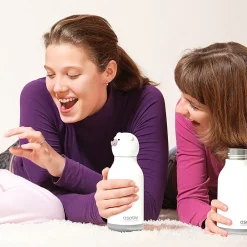 ASOBU Bestie Bottle Teddy Bear Vacuum Insulated Stainless Steel Water Bottle with Reusable Flexi Straw, 16 oz., White (SBV44BE)