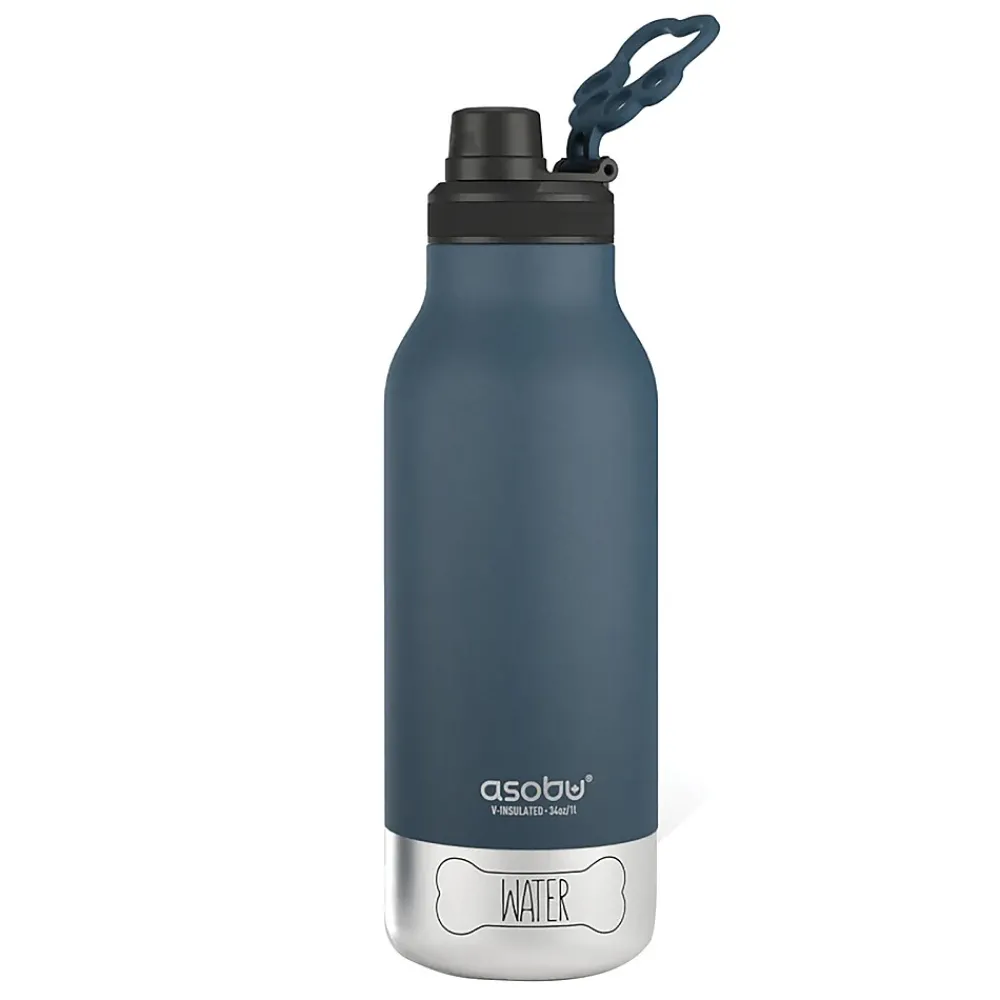 ASOBU Buddy 3-in-1 Water Bottle with Removable Dog Bowl & Food Compartment, 32 oz., Blue (SDB2)