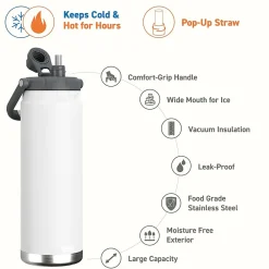 ASOBU Canyon Stainless Steel Vacuum Insulated Water Bottle, 50 oz., White (ADNATMF7W)