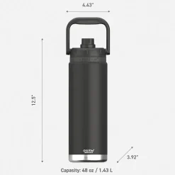 ASOBU Canyon Stainless Steel Vacuum Insulated Water Bottle, 50 oz., Black (ADNATMF7BK)