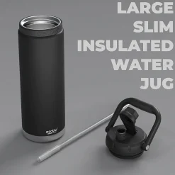 ASOBU Canyon Stainless Steel Vacuum Insulated Water Bottle, 50 oz., Black (ADNATMF7BK)