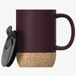 Ceramic Travel Mug with Cork Base, 12 oz., Burgundy (SM50BURG)<ASOBU Hot