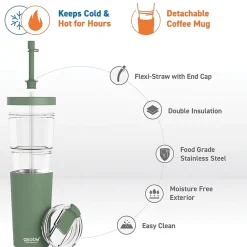 Marina See-Through Triton Tumbler with Flexible Straw, 28 oz., Green (ICT400)<ASOBU Online