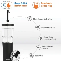 Marina See-Through Triton Tumbler with Flexible Straw, 28 oz., Black (ICT400)<ASOBU Hot