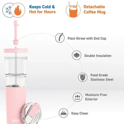 Marina See-Through Triton Tumbler with Flexible Straw, 28 oz., Pink (ICT400)<ASOBU Discount