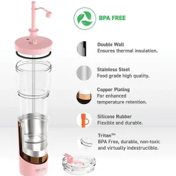 Marina See-Through Triton Tumbler with Flexible Straw, 28 oz., Pink (ICT400)<ASOBU Discount