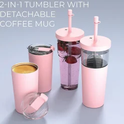 Marina See-Through Triton Tumbler with Flexible Straw, 28 oz., Pink (ICT400)<ASOBU Discount