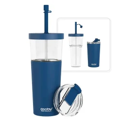 Marina See-Through Triton Tumbler with Flexible Straw, 28 oz., Blue (ICT400)<ASOBU Discount