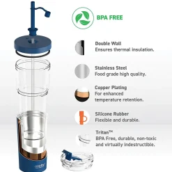 Marina See-Through Triton Tumbler with Flexible Straw, 28 oz., Blue (ICT400)<ASOBU Discount