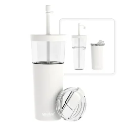 Marina See-Through Triton Tumbler with Flexible Straw, 28 oz., White (ICT400)<ASOBU Discount