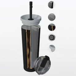 Ocean Double-Walled Vacuum-Insulated Stainless Steel Travel Tumbler with Flexible Straw & Dual Lids, 27 oz., Pink (ICT27)<ASOBU Hot