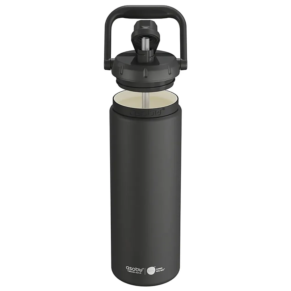 ASOBU Puramic Canyon Ceramic Double Wall Insulated Water Bottle, 50 oz., Black (ADNATMF7C)