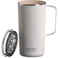 Stainless Steel Double Wall Insulated Travel Mug, 20 oz., White (ADNANASM90W)<ASOBU