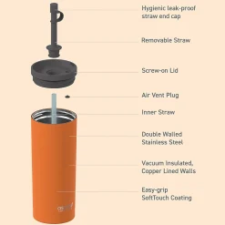 Super Sippy Insulated Coffee Tumbler, 20 oz., Orange (NA-ICT200)<ASOBU New