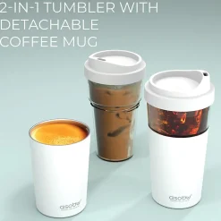 Vista Stainless Steel Double Wall Insulated Coffee Mug, 20 oz., White (ADNASM40W)<ASOBU Outlet