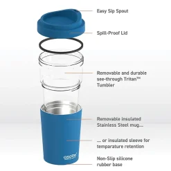 Vista Stainless Steel Clear-Insulation Tritan Coffee Mug, 20 oz., Blue (SM40)<ASOBU Sale