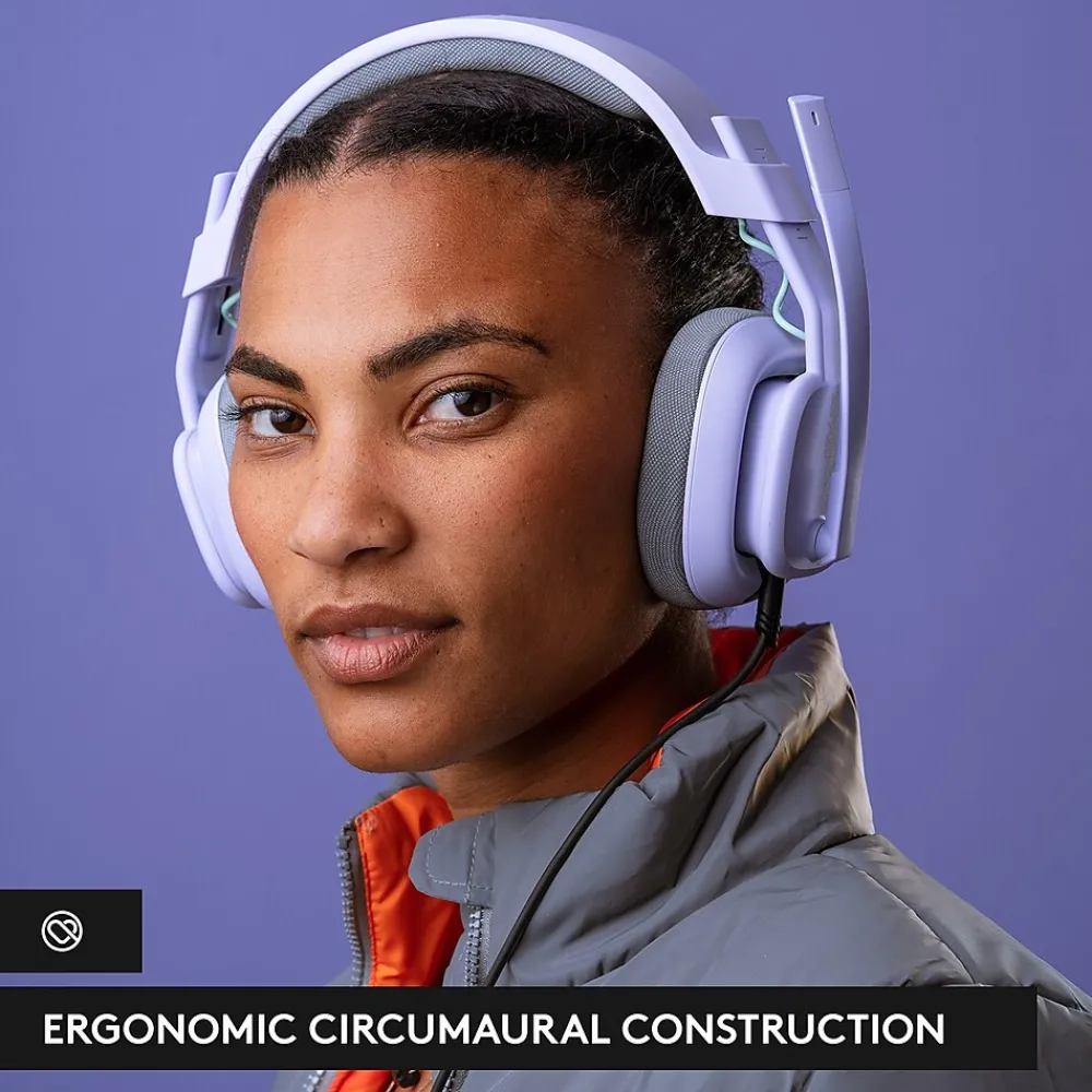 Clearance Logitech Astro A10 Gen 2 Stereo Over-the-Ear Gaming Headset, Lilac (939-002076)